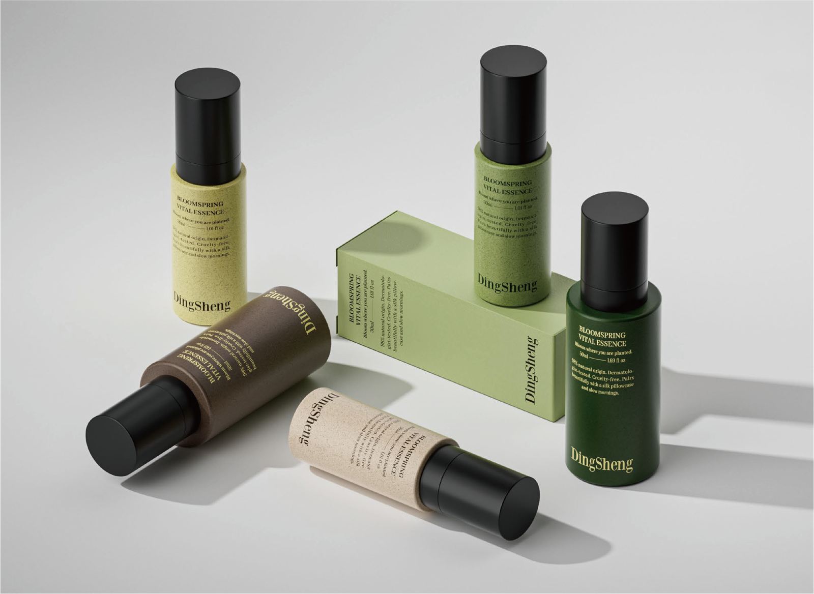 Bloomspring paper bottles and a green carton